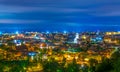 Night aerial view of the lithuanian capital vilnius from the three crosses hill....IMAGE Royalty Free Stock Photo