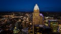 Night Aerial View Of The Queen City, Charlotte North Carolina Royalty Free Stock Photo