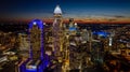 Night Aerial View Of The Queen City, Charlotte North Carolina Royalty Free Stock Photo