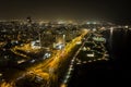 Night aerial view of Tel Aviv City