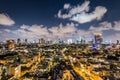 Night aerial view of Tel Aviv City with modern skylines and luxury hotels at the beach near the Tel Aviv port in Israel Royalty Free Stock Photo