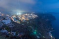 Night aerial view of Thira/Fira, Santorini, Greece Royalty Free Stock Photo