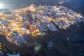 Night aerial view of Thira/Fira, Santorini, Greece Royalty Free Stock Photo