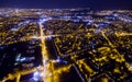 Night aerial view to residential area in Kharkiv, Ukraine