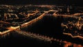 A night aerial view to Trinity Troitskiy bridge in StPetersburg, Russia.