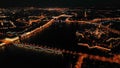 A night aerial view to Trinity Troitskiy bridge in StPetersburg, Russia.