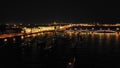 A night aerial view to Trinity Troitskiy bridge in StPetersburg, Russia.