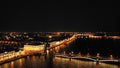 A night aerial view to Trinity Troitskiy bridge in StPetersburg, Russia.