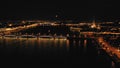 A night aerial view to Trinity Troitskiy bridge in StPetersburg, Russia.