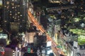 Night aerial view Tokyo city downtown aerial view Royalty Free Stock Photo