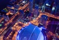 Night aerial view of Toronto stadium and skyline Royalty Free Stock Photo