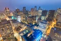 Night aerial view of Vancouver skyscrapers from city rooftop - B Royalty Free Stock Photo