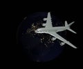 night airplane travel around the world