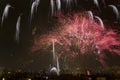 Night of Alborada fireworks for an hour in the city of Elche. Royalty Free Stock Photo