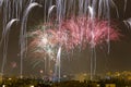 Night of Alborada fireworks for an hour in the city of Elche. Royalty Free Stock Photo