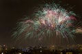 Night of Alborada fireworks for an hour in the city of Elche. Royalty Free Stock Photo
