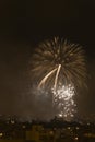 Night of Alborada fireworks for an hour in the city of Elche. Royalty Free Stock Photo