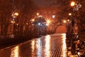 Night alley in the city park