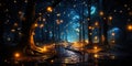 The night alley of stars, covering the path through the dark space to distant horizo Royalty Free Stock Photo
