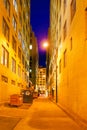 Night alley street light