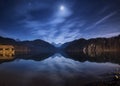 Night in Alpsee lake in Germany. Beautiful landscape Royalty Free Stock Photo