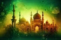 night religion muslim culture mosque architecture arabic islam ramadan moon. Generative AI.
