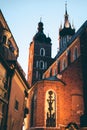 Night Architecture. travel and tourism concept, Poland Bazylika Mariacka. Krakow, Poland. vertical photo