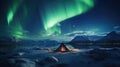 night arctic aurora camp