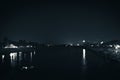 Night atmosphere on the Berantas River, Kediri, East Java, Indonesia