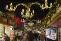 Night atmosphere of Weihnachtsmarkt, Christmas Market in KÃÂ¶ln, Germany. Royalty Free Stock Photo