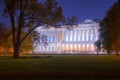 Night autumn view of Mikhailovsky Garden and State Russian Museum