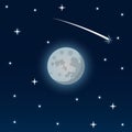 Night background, Moon and shining Stars on dark blue sky, illustration Royalty Free Stock Photo