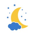 Night background. Vector illustration of cloud, stars and moon