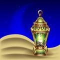 Night Background With Vintage Gold Lantern