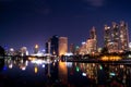 Night Bangkok City ,reflection of sklyline