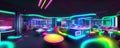 Night bar with neon lights bar counter with chairs illustration Royalty Free Stock Photo