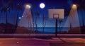 Night basketball court on seashore Royalty Free Stock Photo