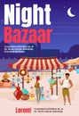 Night bazaar poster flat vector template