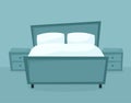 Night bedroom with furniture. Vector illustration in flat style.