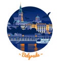 Night Belgrade vector illustration Royalty Free Stock Photo