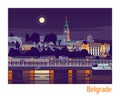 Night Belgrade vector illustration Royalty Free Stock Photo