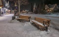 Night Benches on Banff Avenue Royalty Free Stock Photo