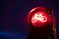 Night bicycle traffic signal, green light Royalty Free Stock Photo