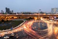 Night cityscape with bilding and road inthailand city