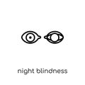 Night blindness icon. Trendy modern flat linear vector Night blindness icon on white background from thin line Diseases collection