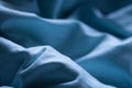 Night blue comfortable sheet on the sleep bed