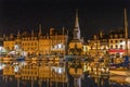 Night Boats Waterfront Reflection Inner Harbor Honfluer France Royalty Free Stock Photo