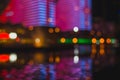 Night bokeh light in big city, abstract blur defocused background. Royalty Free Stock Photo