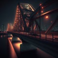 Night bridge architecture city landmark landscape Generative AI illustration