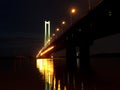 Night bridge on Dnieper river in Kiev, Ukraine